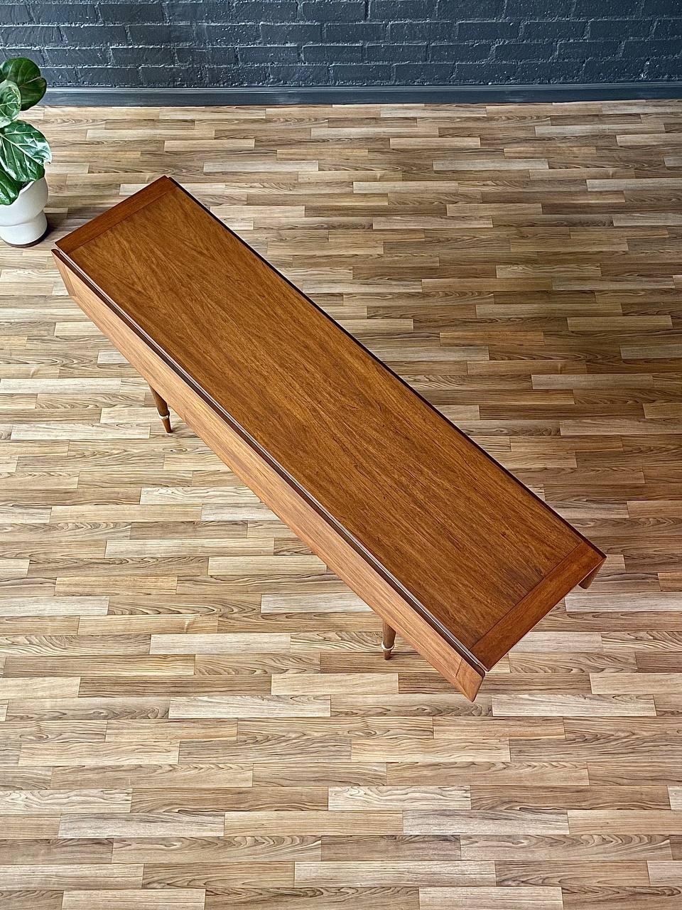 Brass Newly Refinished - Mid-Century Modern “Sophisticate” Drop-Leaf Dining Table For Sale