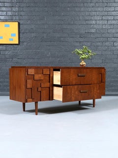 Newly Refinished - Mid Century Modern “Staccato” Brutalist Credenza by Lane