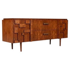 Newly Refinished - Mid Century Modern “Staccato” Brutalist Credenza by Lane