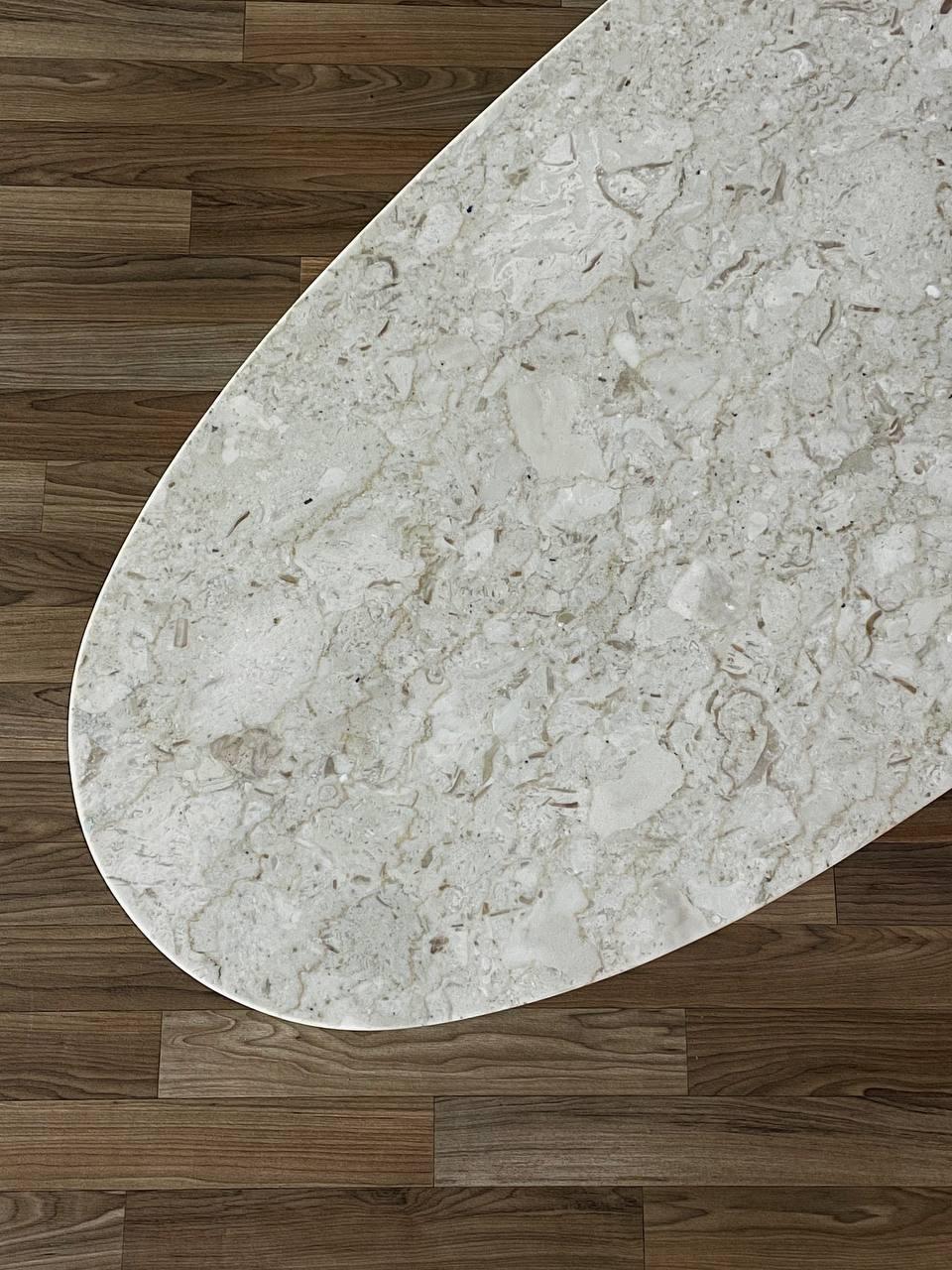 Newly Refinished -Mid-Century Modern Surfboard Style Marble, Walnut Coffee Table 5