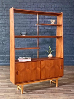 Newly Refinished - Mid-Century Modern Teak Bookshelf Room Divider Shelving Unit