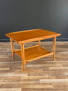 Newly Refinished - Mid-Century Modern Teak Two-Tier Side Table by Lane