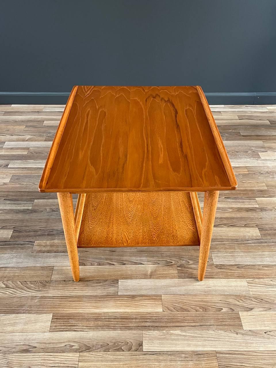 Oak Newly Refinished - Mid-Century Modern Teak Two-Tier Side Table by Lane For Sale