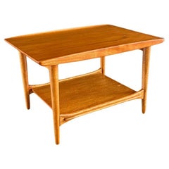 Vintage Newly Refinished - Mid-Century Modern Teak Two-Tier Side Table by Lane