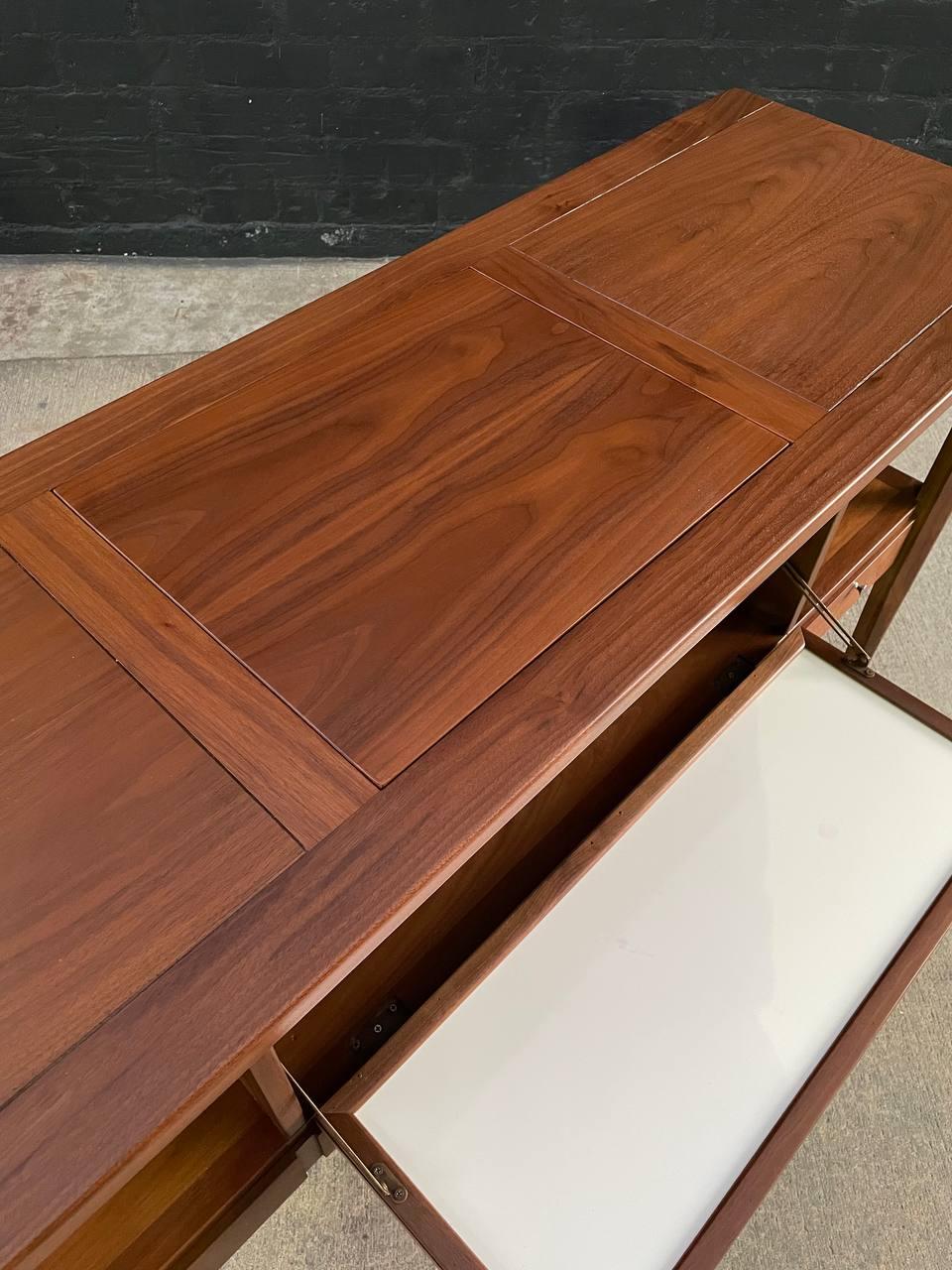 Newly Refinished - Mid-Century Modern Tile Fliptop Insert Drop Front Credenza For Sale 2