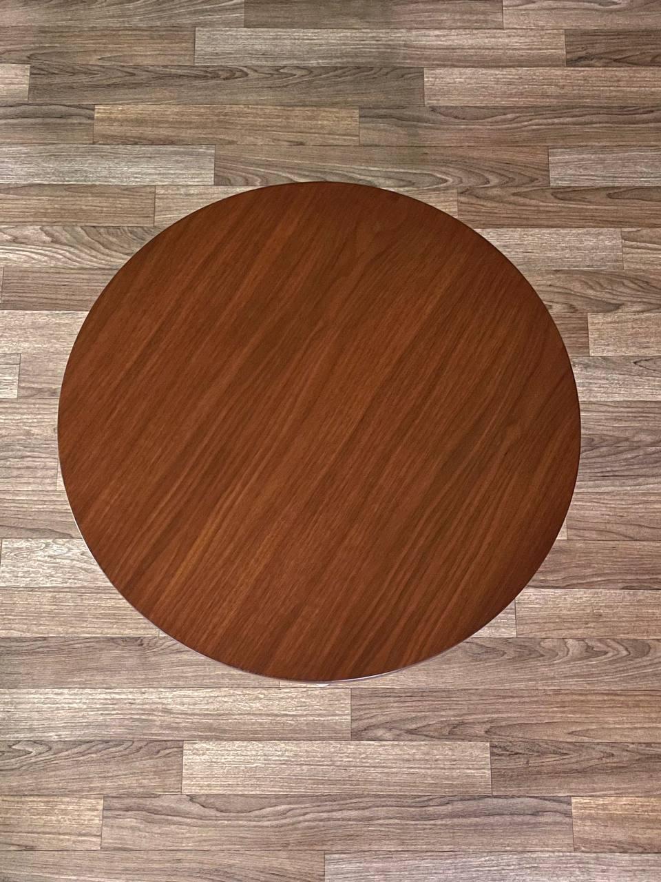 Newly Refinished - Mid-Century Modern Tripod Walnut Side Table by Lane In Excellent Condition For Sale In Los Angeles, CA