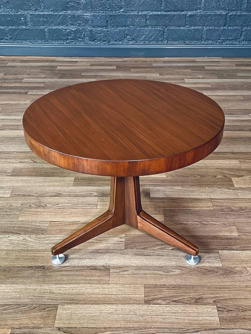 Mid-20th Century Newly Refinished - Mid-Century Modern Tripod Walnut Side Table by Lane For Sale
