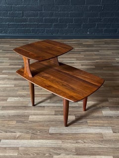 Newly Refinished - Mid-Century Modern Two-Tier Walnut Side Table by Ace-Hi