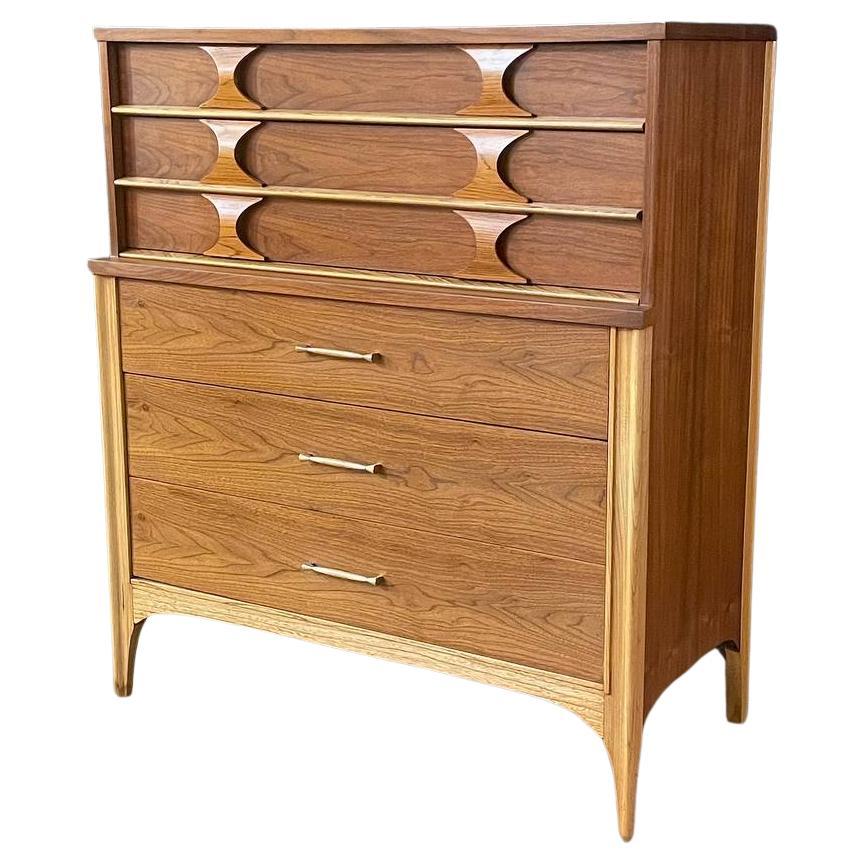 Newly Refinished - Mid-Century Modern Two-Tone Highboy Dresser by Kent Coffey