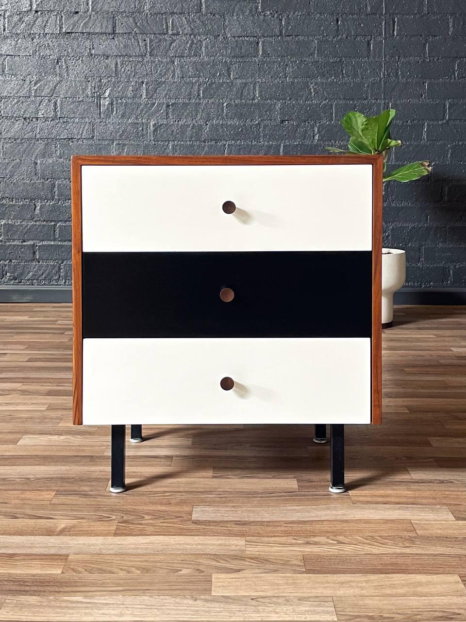 Mid-20th Century Newly Refinished -Mid-Century Modern Two-Tone Lacquered, Walnut 3-Drawer Dresser For Sale