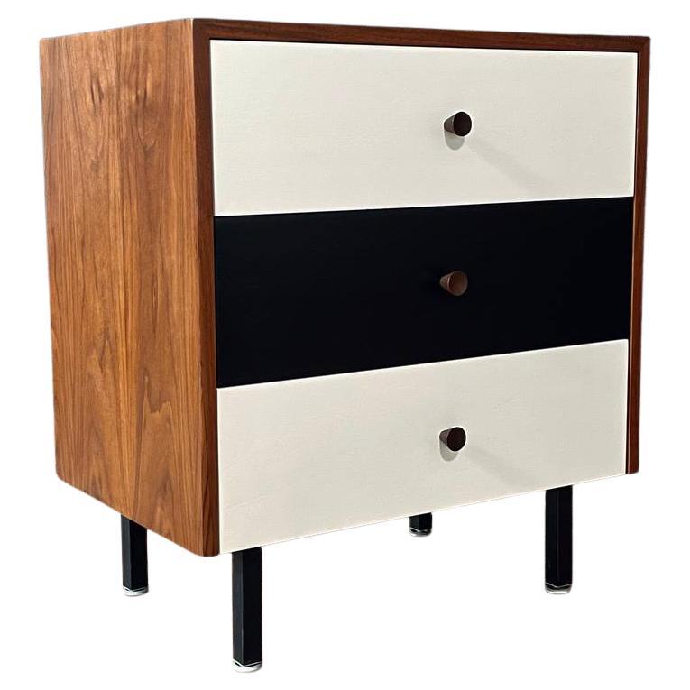 Newly Refinished -Mid-Century Modern Two-Tone Lacquered, Walnut 3-Drawer Dresser