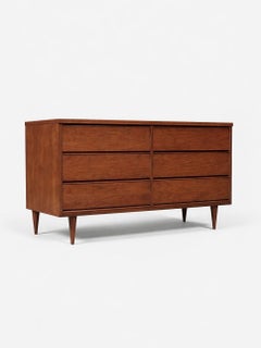 Newly Refinished-Mid-Century Modern Walnut 6-Drawer Dresser by Bassett Furniture