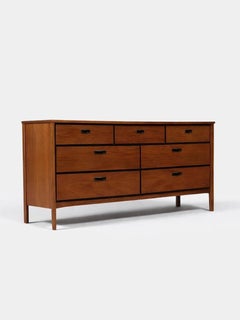 Newly Refinished - Mid-Century Modern Walnut 7-Drawer Dresser by Lane