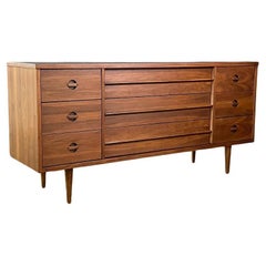 Newly Refinished - Mid-Century Modern Walnut 9-Drawer Dresser by Bassett