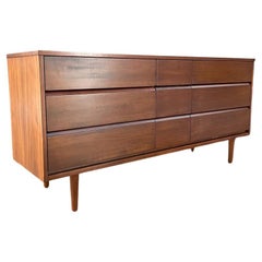 Newly Refinished - Mid-Century Modern Walnut 9-Drawer Dresser