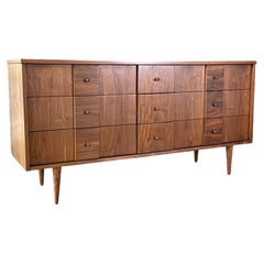 Newly Refinished - Mid-Century Modern Walnut 9-Drawer Dresser
