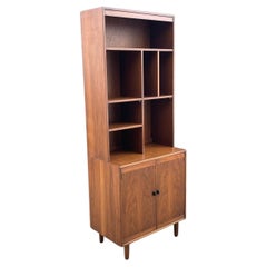 Newly Refinished - Mid-Century Modern Walnut Bookcase Cabinet Credenza