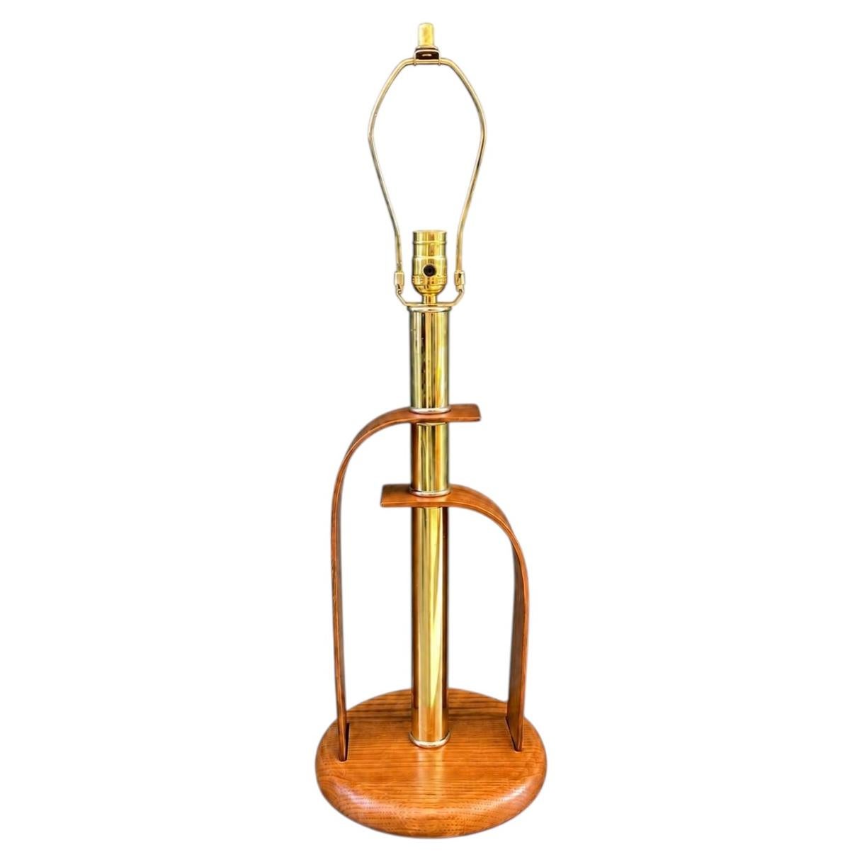 Newly Refinished - Mid-Century Modern Walnut & Brass Table Lamp