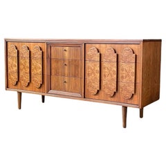 Newly Refinished - Mid-Century Modern Walnut 
Burl Wood Dresser