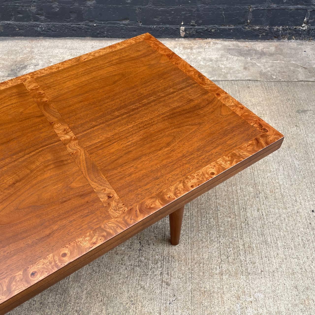 Newly Refinished MidCentury Modern Walnut Coffee Table For Sale at