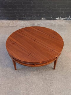 Newly Refinished -Mid-Century Modern Walnut Coffee Table Inlaid Bowtie Rosewood