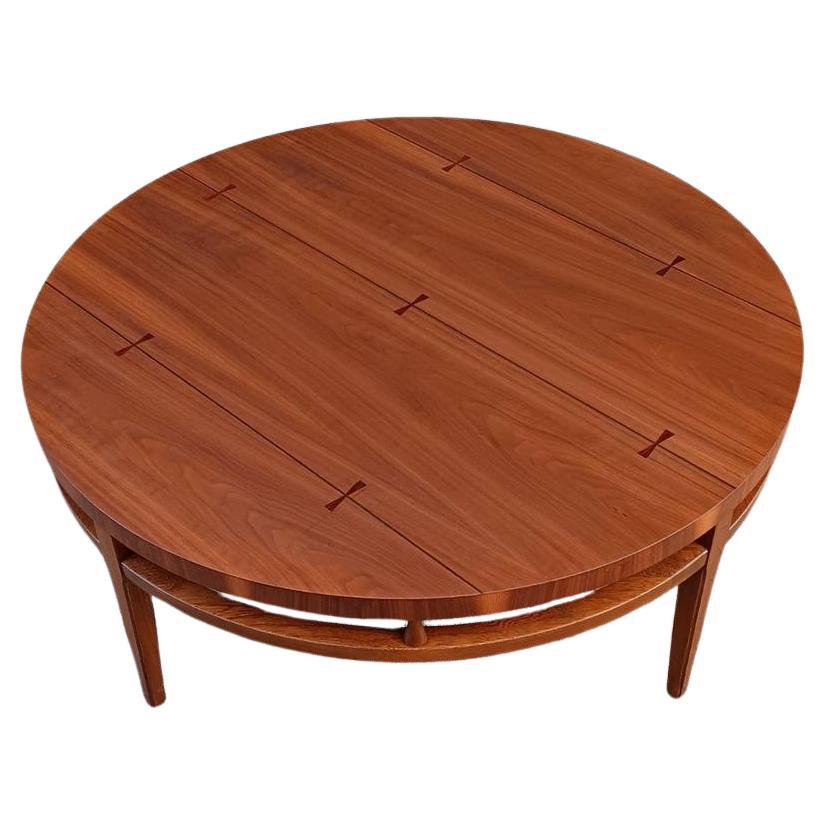 Newly Refinished -Mid-Century Modern Walnut Coffee Table Inlaid Bowtie Rosewood  For Sale