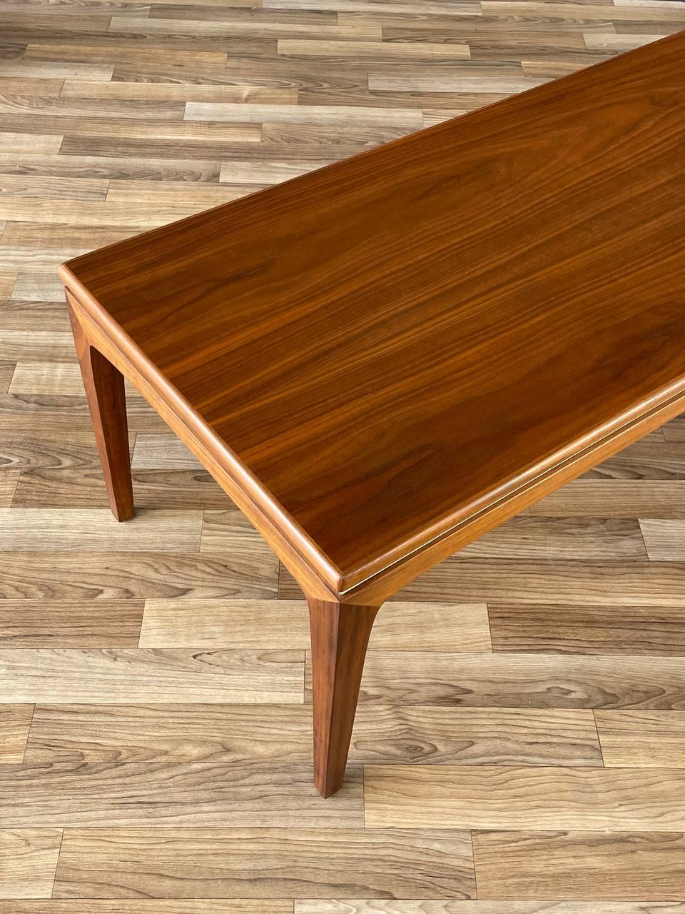 Mid-20th Century Newly Refinished - Mid-Century Modern Walnut Coffee Table with White Accent For Sale