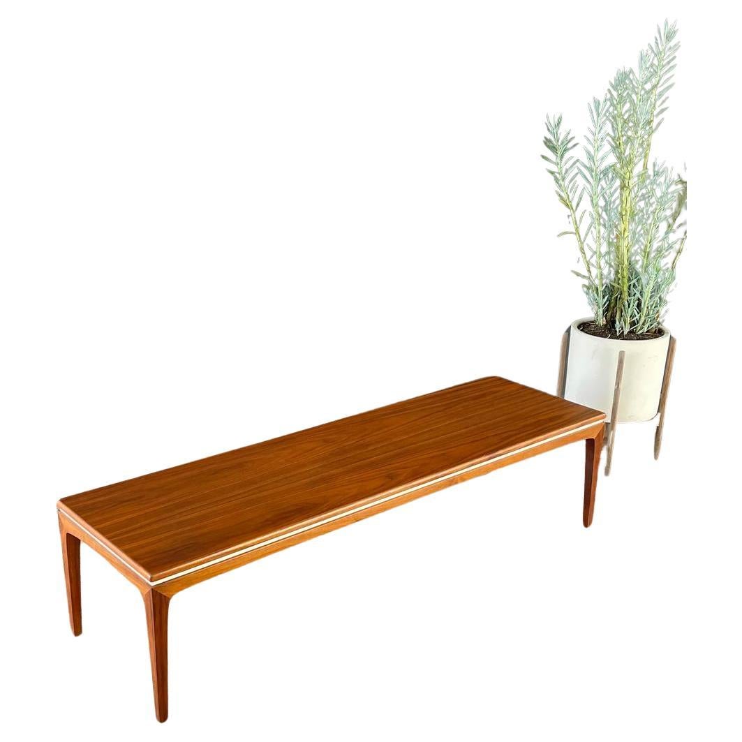 Newly Refinished - Mid-Century Modern Walnut Coffee Table with White Accent For Sale