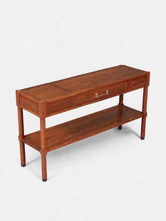 Newly Refinished - Mid-Century Modern Walnut Console Table w/ Bookshelf