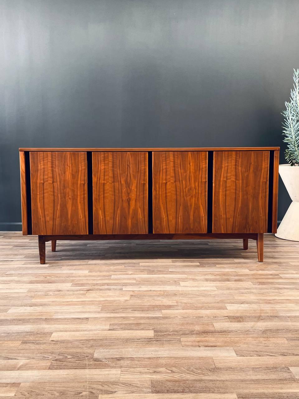 Formica Newly Refinished - Mid-Century Modern Walnut Credenza by Merton Gershun For Sale
