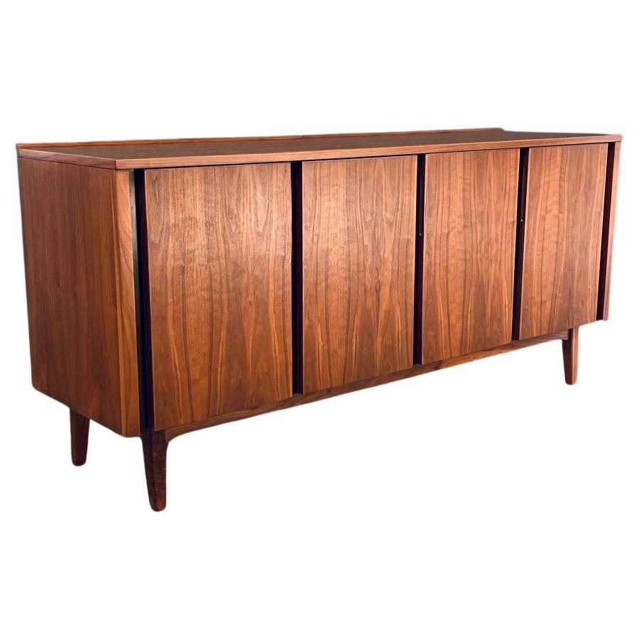 Newly Refinished - Mid-Century Modern Walnut Credenza by Merton Gershun For Sale
