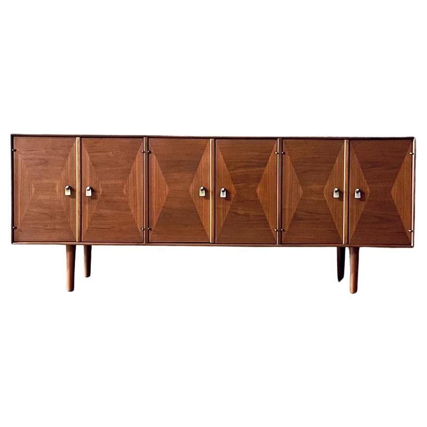 Newly Refinished - Mid-Century Modern Walnut Credenza by Ramseur For Sale