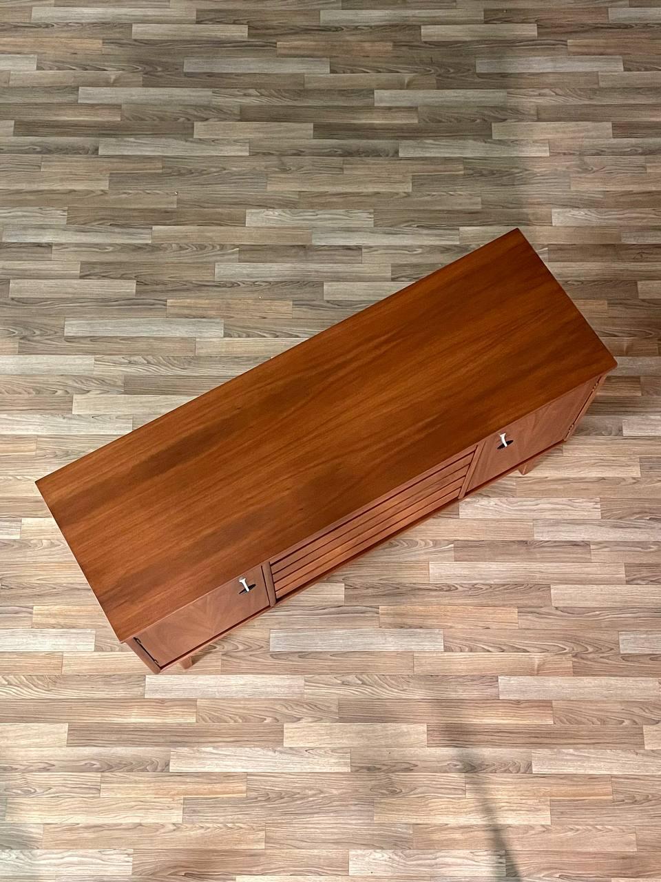 Metal Newly Refinished - Mid-Century Modern Walnut Credenza by Stanley For Sale