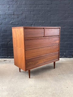 Newly Refinished - Mid-Century Modern Walnut Dresser Highboy by Dixie Furniture