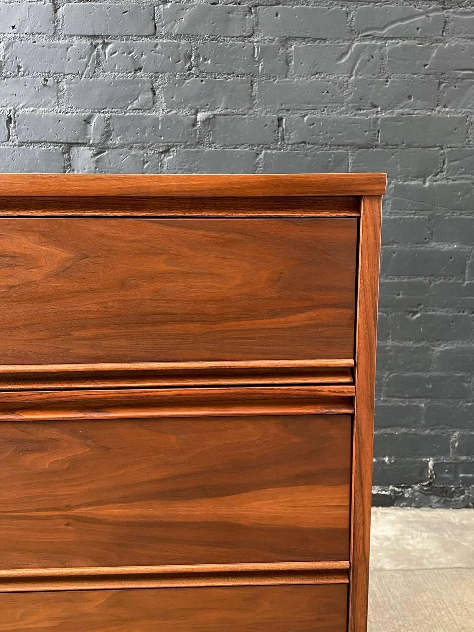 Newly Refinished - Mid-Century Modern Walnut Dresser Highboy by Dixie Furniture 1