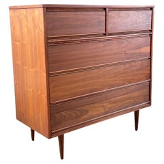 Vintage Newly Refinished - Mid-Century Modern Walnut Dresser Highboy by Dixie Furniture