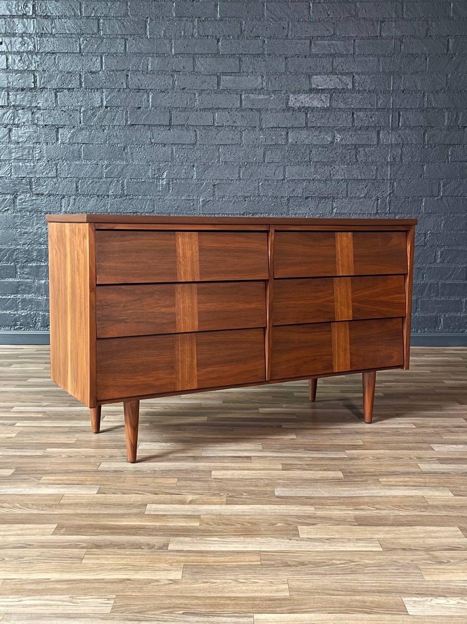 American Newly Refinished - Mid-Century Modern Walnut Dresser w/ Slated Drawers