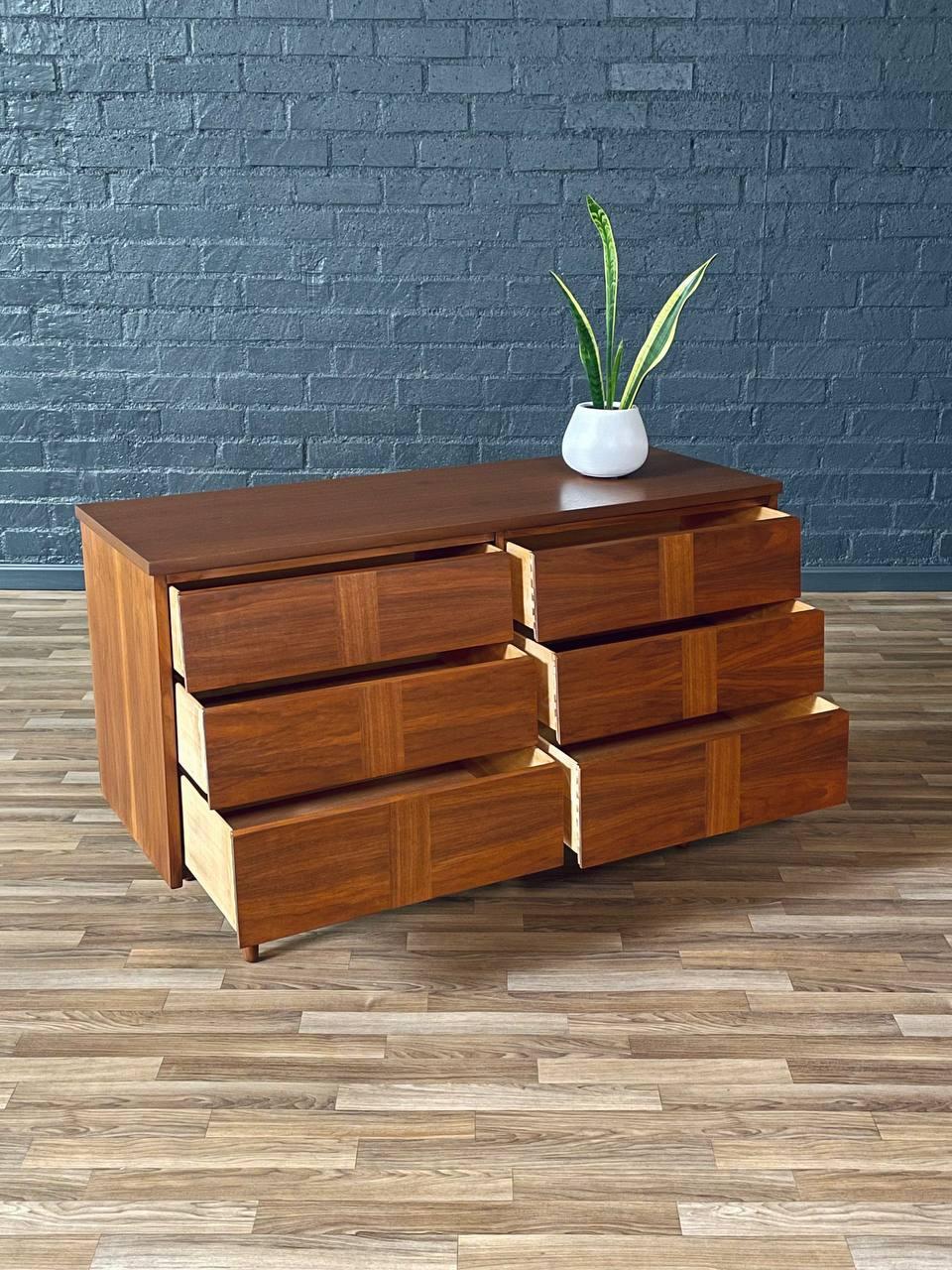 Newly Refinished - Mid-Century Modern Walnut Dresser w/ Slated Drawers 1