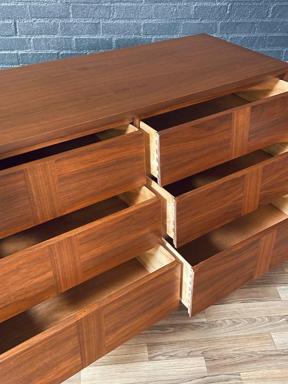 Newly Refinished - Mid-Century Modern Walnut Dresser w/ Slated Drawers 3