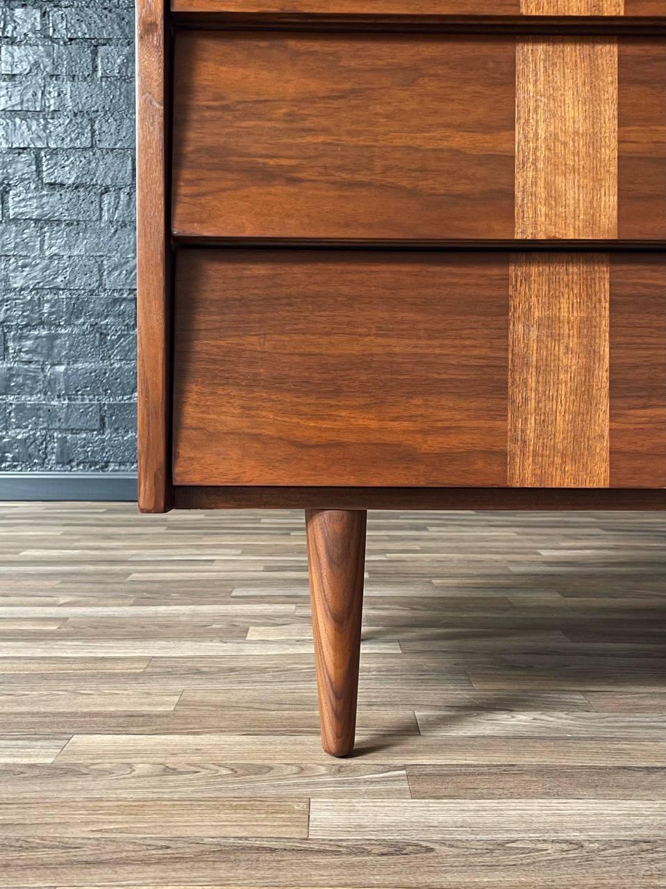 Newly Refinished - Mid-Century Modern Walnut Dresser w/ Slated Drawers 4