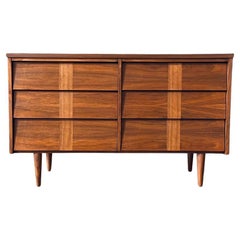 Newly Refinished - Mid-Century Modern Walnut Dresser w/ Slated Drawers