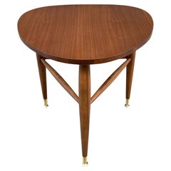 Used Newly Refinished - Mid-Century Modern Walnut Guitar Pick Style Side Table