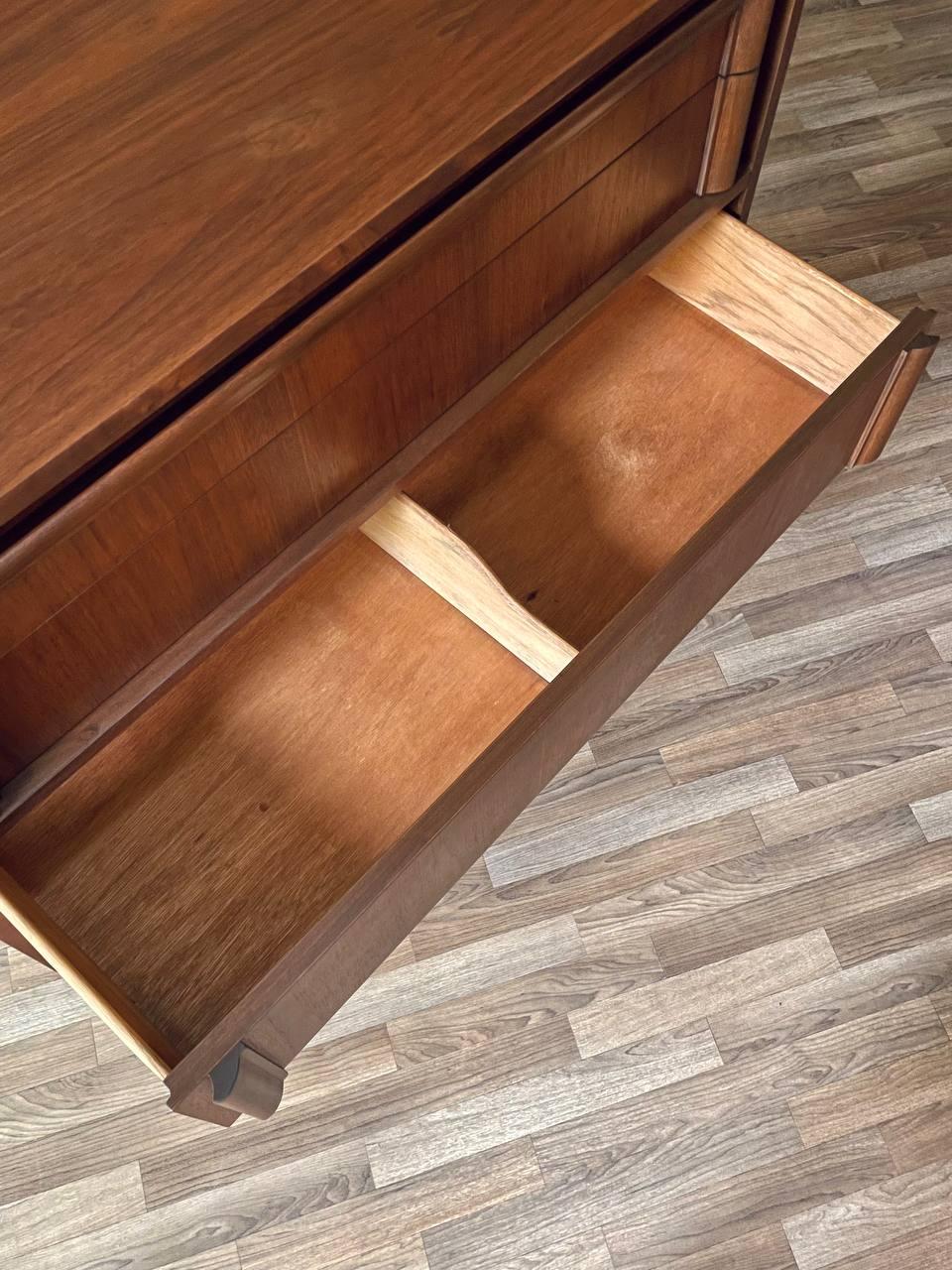 Metà XX secolo Newly Refinished - Mid-Century Modern Walnut Highboy Dresser by Basic Witz in vendita