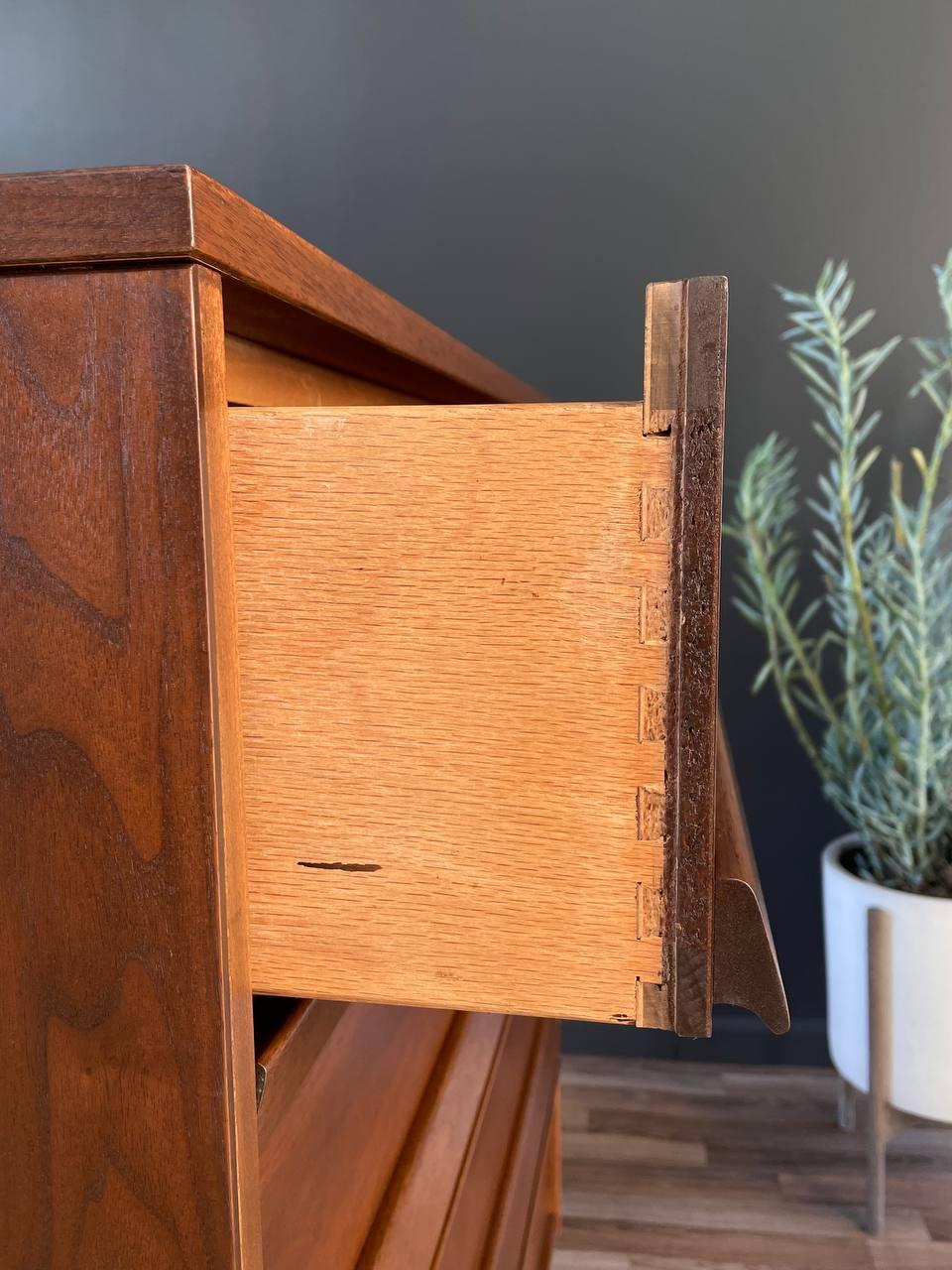 Newly Refinished- Mid-Century Modern Walnut Highboy Dresser by Bassett Furniture 1