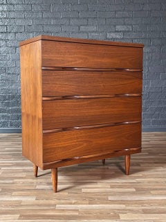 Newly Refinished - Mid-Century Modern Walnut Highboy Dresser by Harmony House