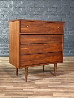 Newly Refinished - Mid-Century Modern Walnut Highboy Dresser by Harmony House