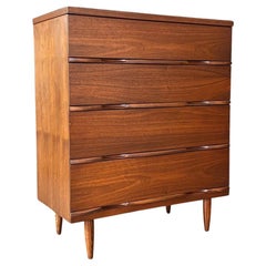 Newly Refinished - Mid-Century Modern Walnut Highboy Dresser by Harmony House