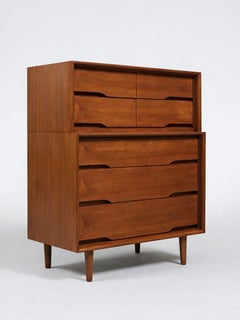 Newly Refinished - Mid-Century Modern Walnut Highboy Dresser by Kent-Coffey