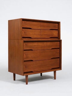 Newly Refinished - Mid-Century Modern Walnut Highboy Dresser by Kent-Coffey