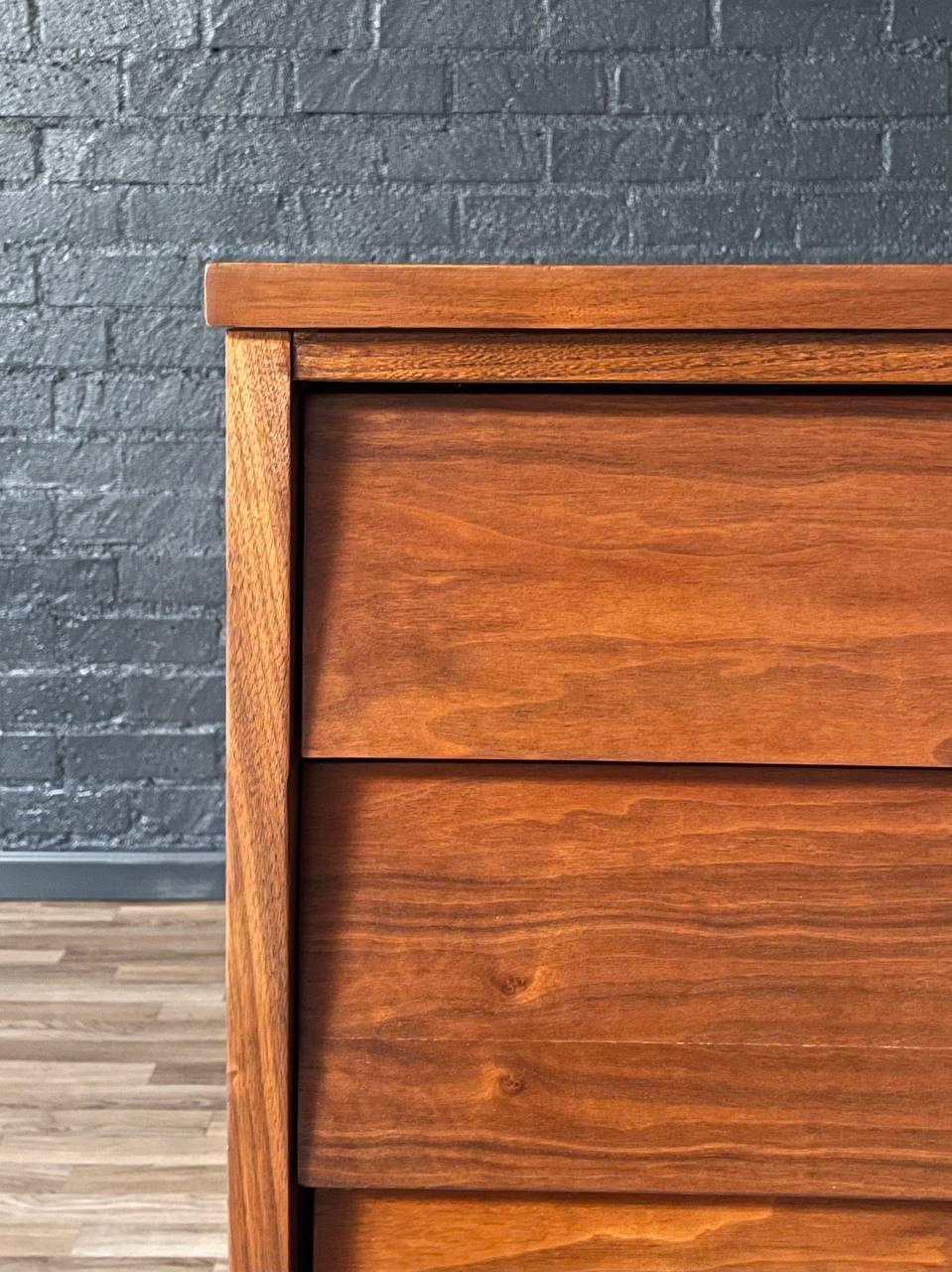 Newly Refinished - Mid-Century Modern Walnut Highboy Dresser by Ward Furniture 1